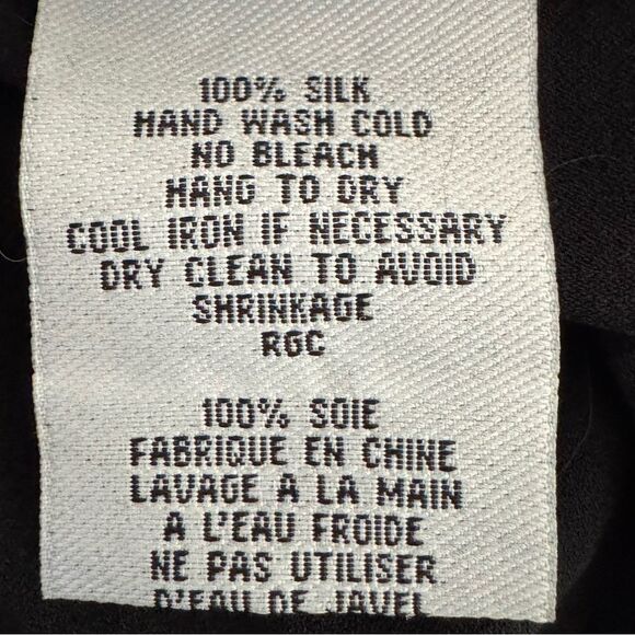 Eileen Fisher Black Button Up Long Sleeve Silk Shirt Size Large - Picture 4 of 4